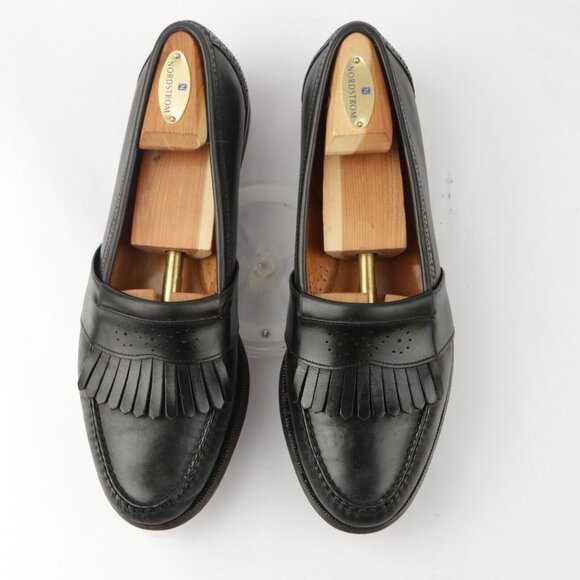 VTG Cole Haan Mens Loafer Size 9.5 D Black Leather Kiltie Shoe American Handsewn main image 13